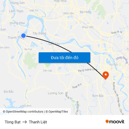 Tòng Bạt to Thanh Liệt map