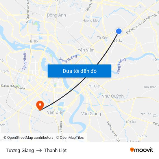 Tương Giang to Thanh Liệt map