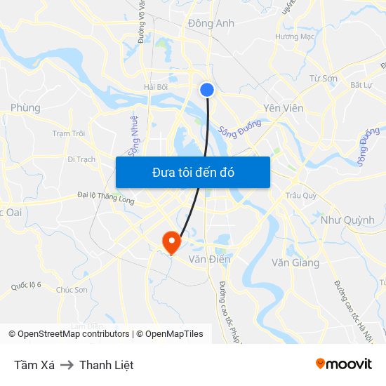 Tầm Xá to Thanh Liệt map