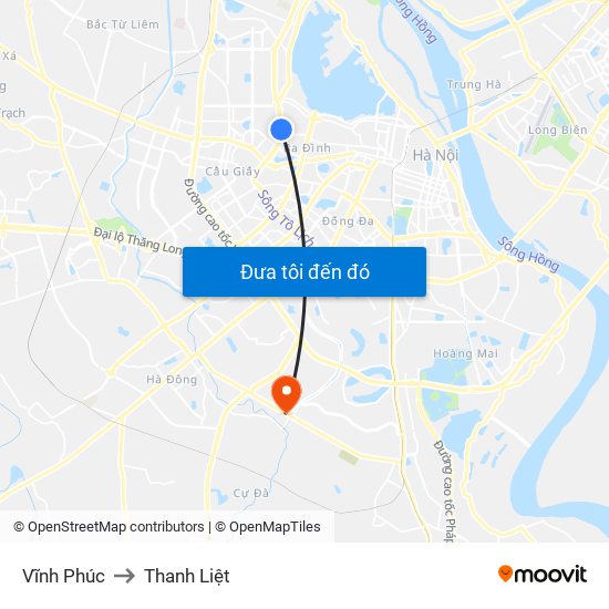 Vĩnh Phúc to Thanh Liệt map