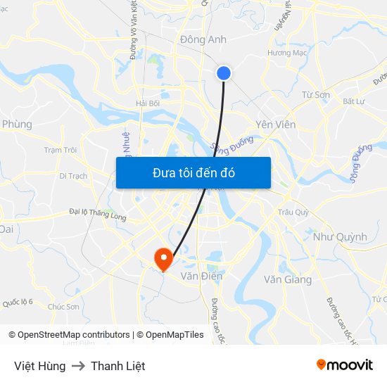 Việt Hùng to Thanh Liệt map