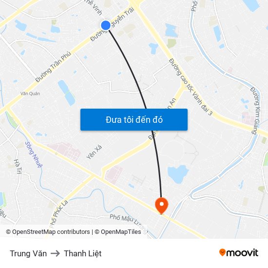 Trung Văn to Thanh Liệt map