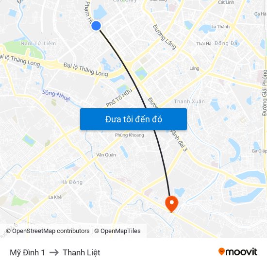 Mỹ Đình 1 to Thanh Liệt map