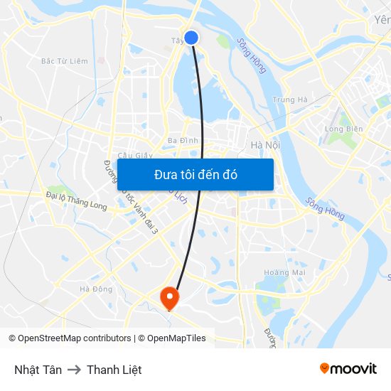 Nhật Tân to Thanh Liệt map