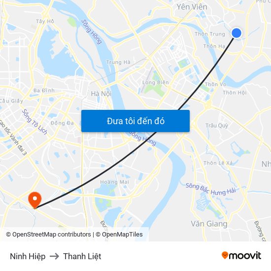 Ninh Hiệp to Thanh Liệt map
