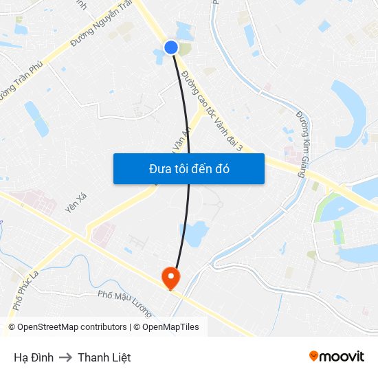 Hạ Đình to Thanh Liệt map