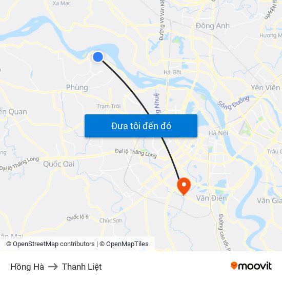 Hồng Hà to Thanh Liệt map