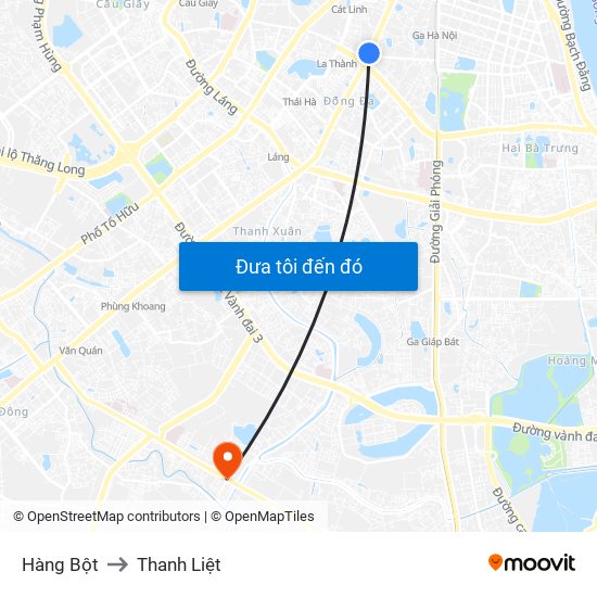 Hàng Bột to Thanh Liệt map