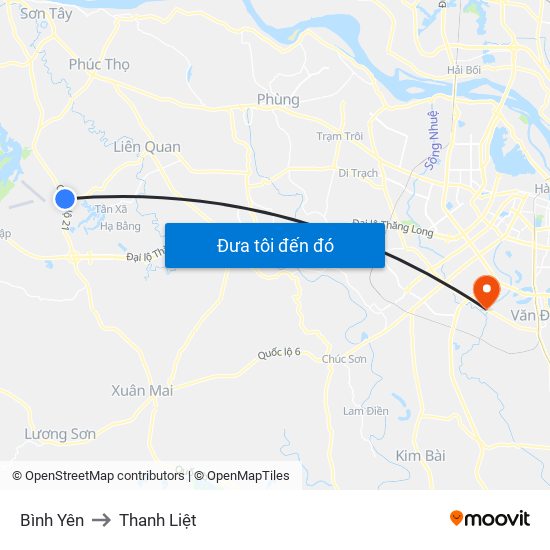 Bình Yên to Thanh Liệt map