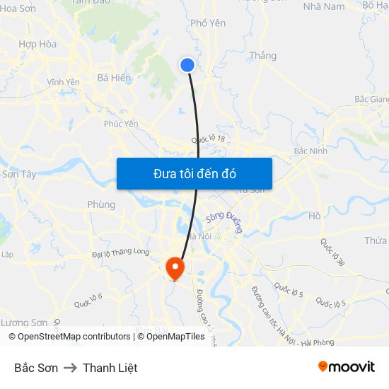 Bắc Sơn to Thanh Liệt map