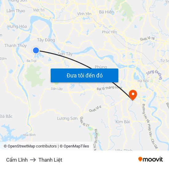 Cẩm Lĩnh to Thanh Liệt map
