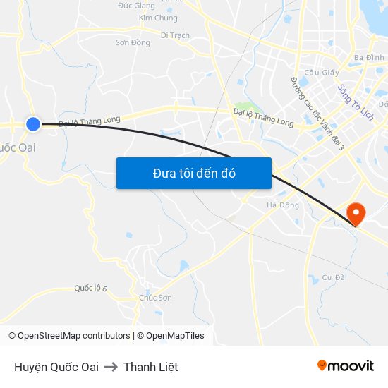 Huyện Quốc Oai to Thanh Liệt map