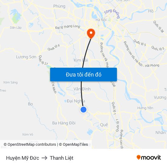 Huyện Mỹ Đức to Thanh Liệt map