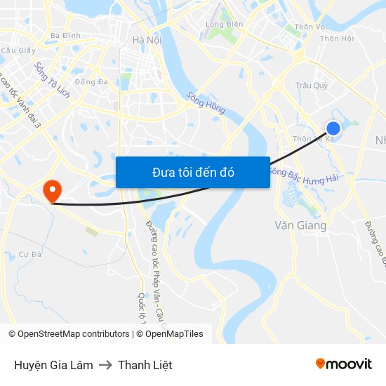 Huyện Gia Lâm to Thanh Liệt map