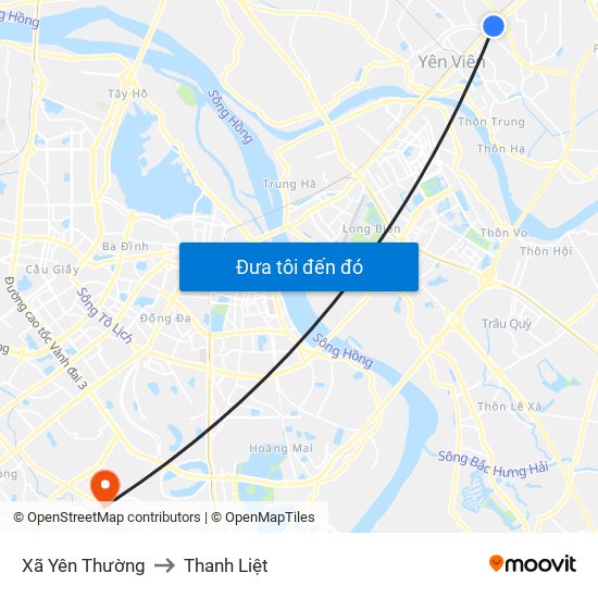 Xã Yên Thường to Thanh Liệt map
