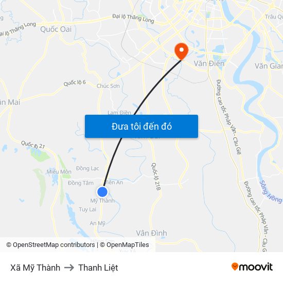 Xã Mỹ Thành to Thanh Liệt map