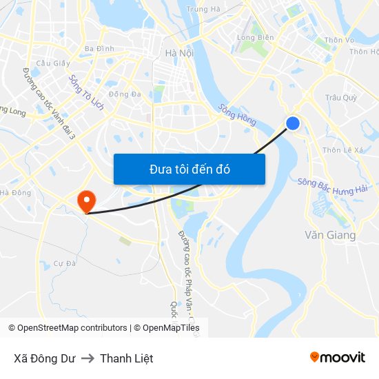 Xã Đông Dư to Thanh Liệt map