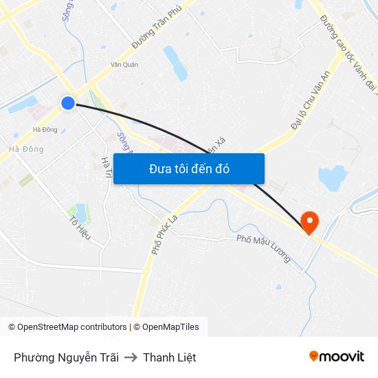 Phường Nguyễn Trãi to Thanh Liệt map
