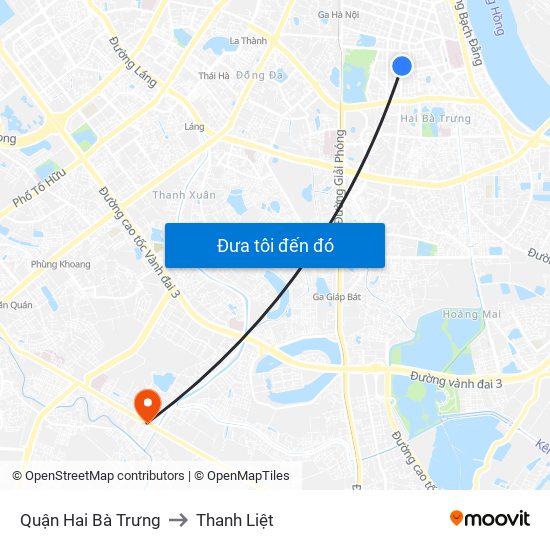 Quận Hai Bà Trưng to Thanh Liệt map