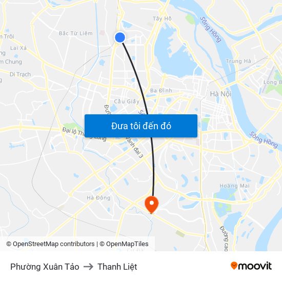 Phường Xuân Tảo to Thanh Liệt map