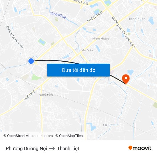 Phường Dương Nội to Thanh Liệt map