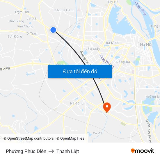 Phường Phúc Diễn to Thanh Liệt map