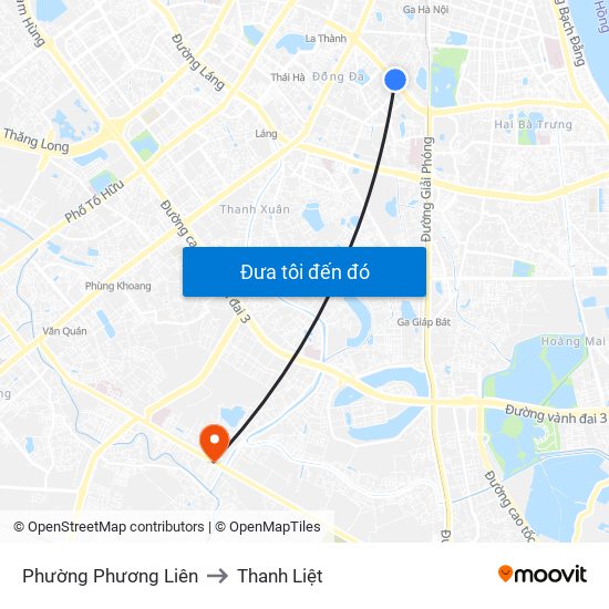 Phường Phương Liên to Thanh Liệt map