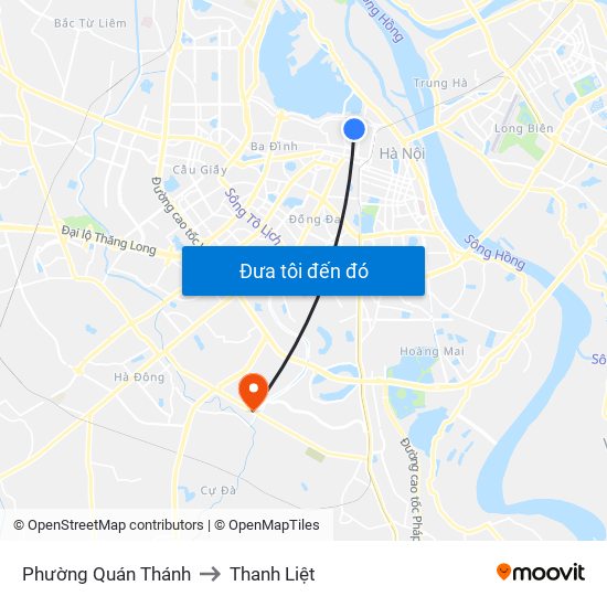 Phường Quán Thánh to Thanh Liệt map