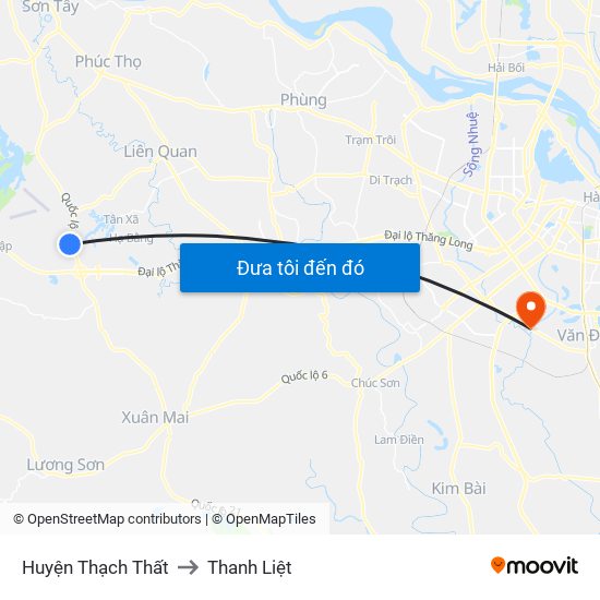 Huyện Thạch Thất to Thanh Liệt map