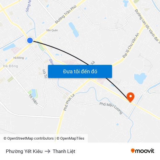 Phường Yết Kiêu to Thanh Liệt map