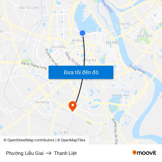 Phường Liễu Giai to Thanh Liệt map