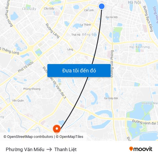 Phường Văn Miếu to Thanh Liệt map