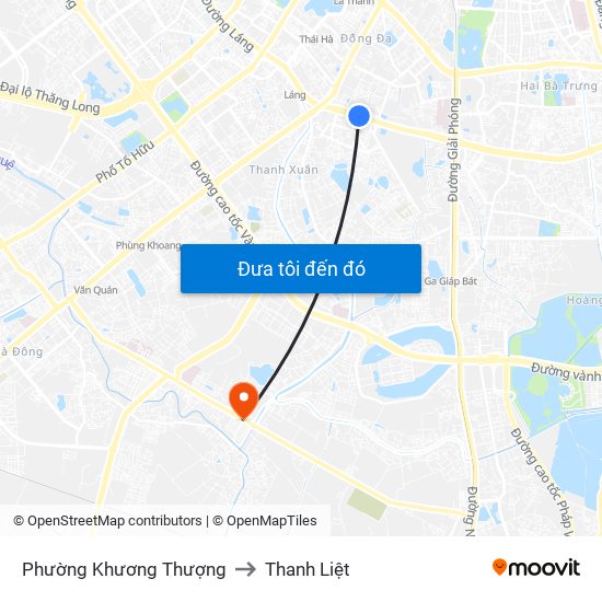 Phường Khương Thượng to Thanh Liệt map