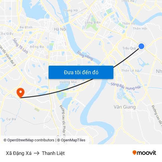 Xã Đặng Xá to Thanh Liệt map