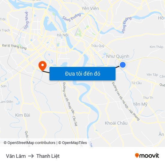 Văn Lâm to Thanh Liệt map