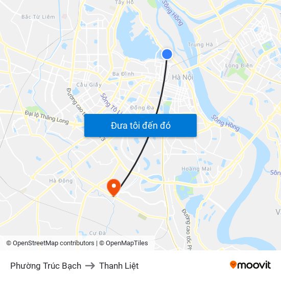 Phường Trúc Bạch to Thanh Liệt map