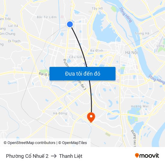 Phường Cổ Nhuế 2 to Thanh Liệt map
