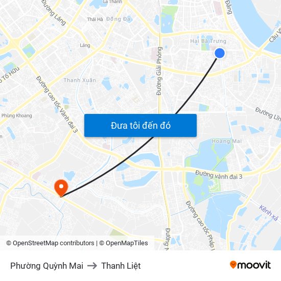 Phường Quỳnh Mai to Thanh Liệt map