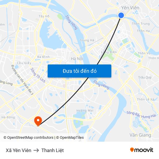 Xã Yên Viên to Thanh Liệt map