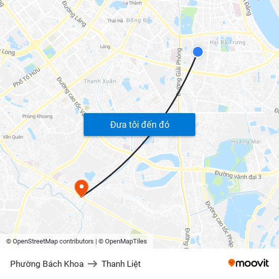 Phường Bách Khoa to Thanh Liệt map