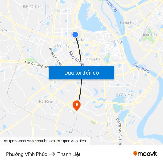 Phường Vĩnh Phúc to Thanh Liệt map