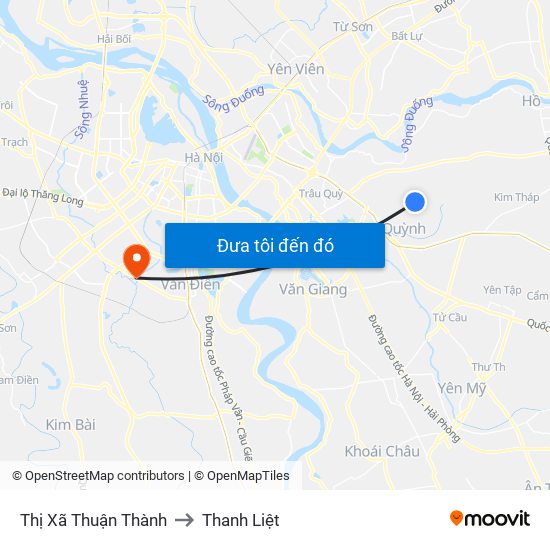 Thị Xã Thuận Thành to Thanh Liệt map