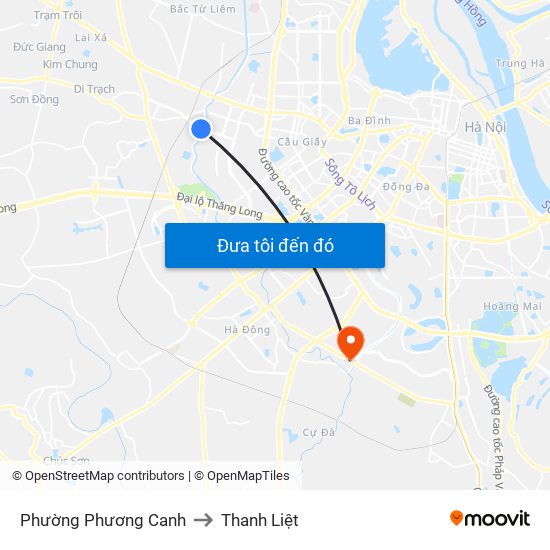 Phường Phương Canh to Thanh Liệt map