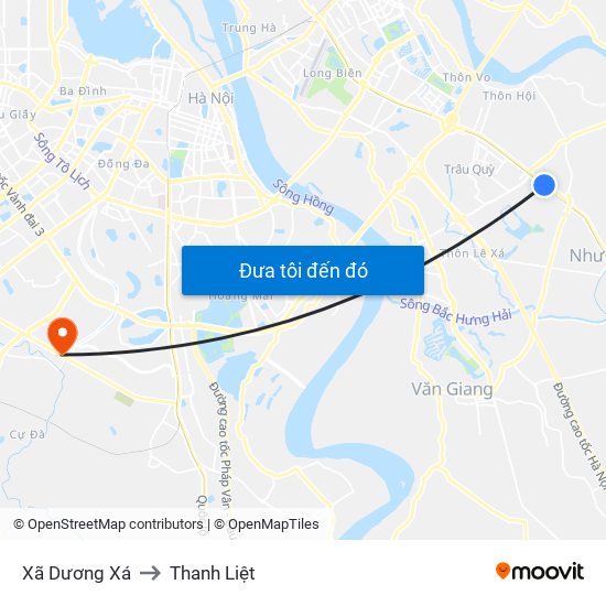 Xã Dương Xá to Thanh Liệt map