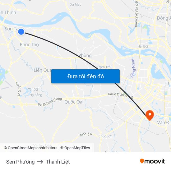 Sen Phương to Thanh Liệt map