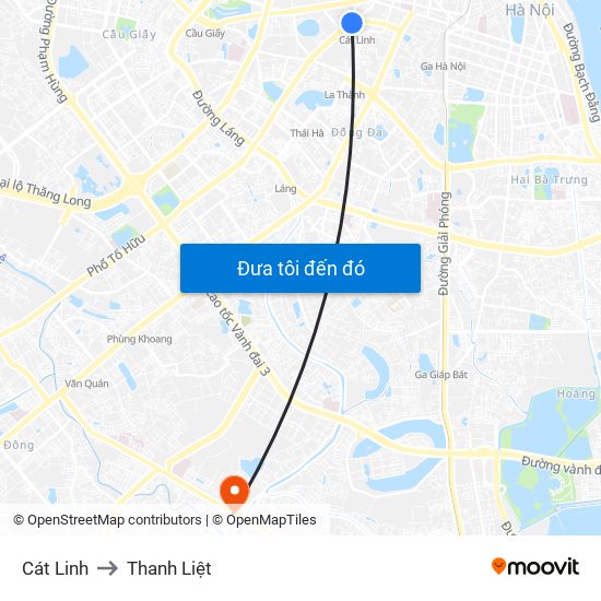 Cát Linh to Thanh Liệt map