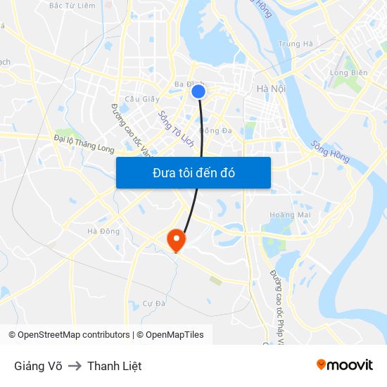 Giảng Võ to Thanh Liệt map