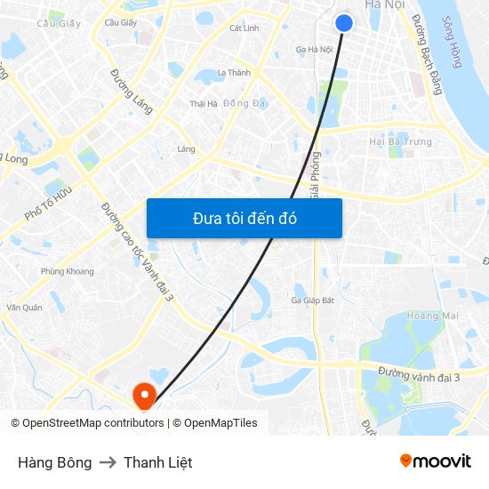 Hàng Bông to Thanh Liệt map