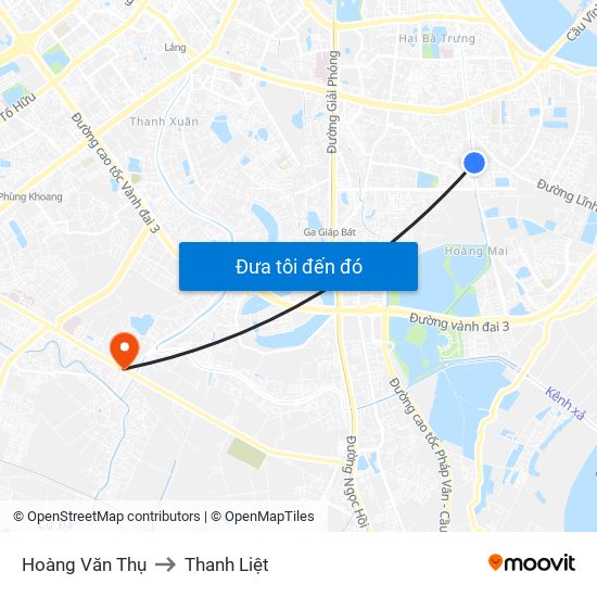 Hoàng Văn Thụ to Thanh Liệt map