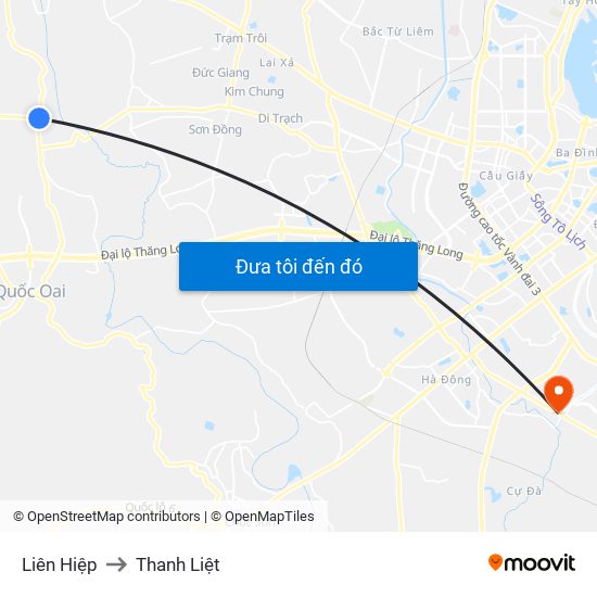 Liên Hiệp to Thanh Liệt map